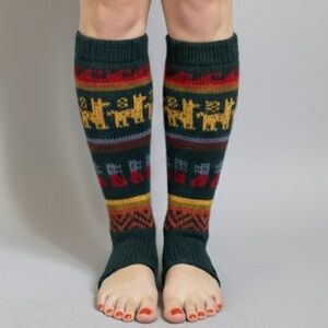Alpaca Knit Leg Warmers w/ Stirrups - Small, handmade!